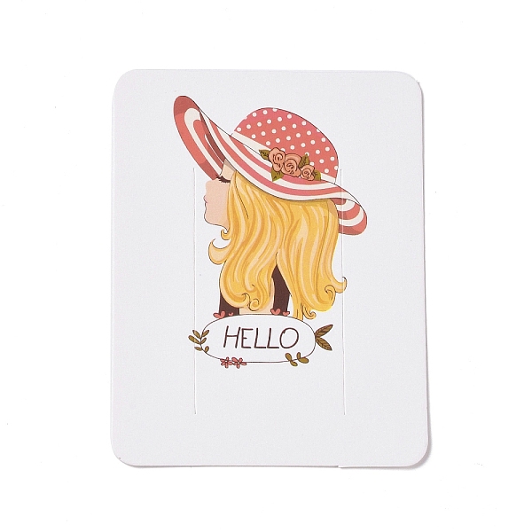 

PandaHall Rectangle Paper Hair Clip Display Cards, Jewelry Display Cards for Hair Clip Storage, White, Women Pattern, 9x7x0.05cm Paper Human...
