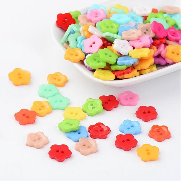 

PandaHall Beautiful Flower Buttons, Resin Button , Mixed Color, about 12mm in diameter, hole: 1.5mm, about 1000pcs/bag Resin Flower..., Multicolor