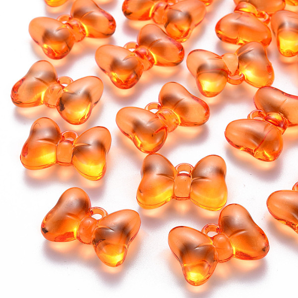 

PandaHall Transparent Acrylic Pendants, Bowknot, Coral, 21x29x10.5mm, Hole: 2.5mm, about 118pcs/500g Acrylic Bowknot Red