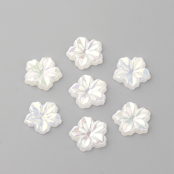 

PandaHall Acrylic Cabochons, AB Color Plated, Flower, White, 12.5x13x2mm Acrylic Flower White