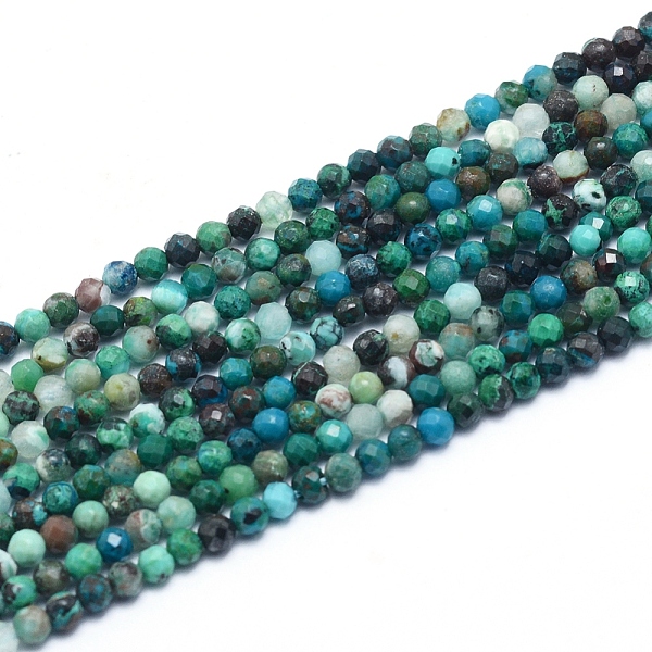

PandaHall Natural Chrysocolla Beads Strands, Faceted, Round, 3mm, Hole: 0.6mm, about 139pcs/strand, 14.96 inch(38cm) Chrysocolla Round