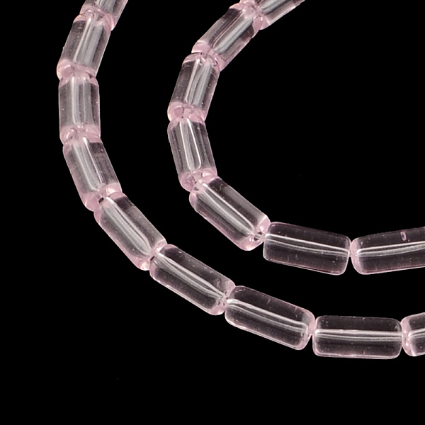 

PandaHall Transparent Glass Bead Strands, Tube, Pearl Pink, 10x4mm, Hole: 0.5mm, about 32~33pcs/strand, 12.5 inch Glass Tube Pink
