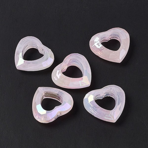

PandaHall UV Plating Rainbow Iridescent Acrylic Bead Frames, Faceted Heart, Lavender Blush, 24x26x9mm, Hole: 1.5mm, Inner Diameter: 13x13mm...