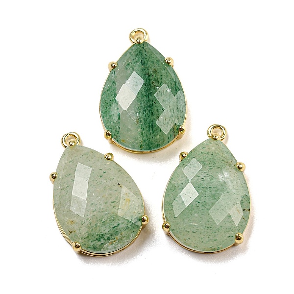 

PandaHall Natural Green Strawberry Quartz Pendants, Rack Plating Brass Faceted Teardrop Charms, Golden, 24~24.5x16~16.5x7mm, Hole: 1.5mm...