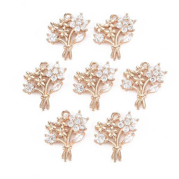 

PandaHall Rack Plating Brass Micro Pave Clear Cubic Zirconia Pendants, Long-Lasting Plated, Cadmium Free & Lead Free, Flower, Light Gold...