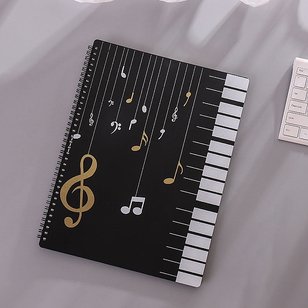 PandaHall A4 Plastic Piano Sheet Folder, Binder Music Holder, Spiral Notebook Binder Organizer, Rectangle, Black, 315x235x15mm, 20...