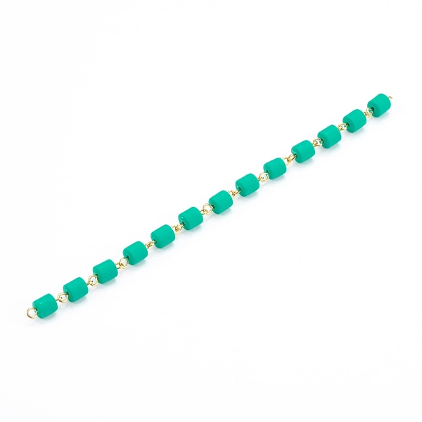

PandaHall Handmade Polymer Clay Beaded Chain, Link Chain, with Brass Eye Pin, Quick Link Connector, for Bracelet Necklace Making, Dark Cyan...