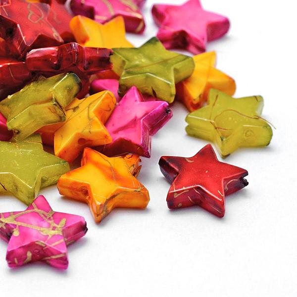 

PandaHall Drawbench Acrylic Beads, Spray Painted, Star, Mixed Color, 13.5x14.5x4mm, Hole: 1mm, about 1200pcs/500g Acrylic Star Multicolor