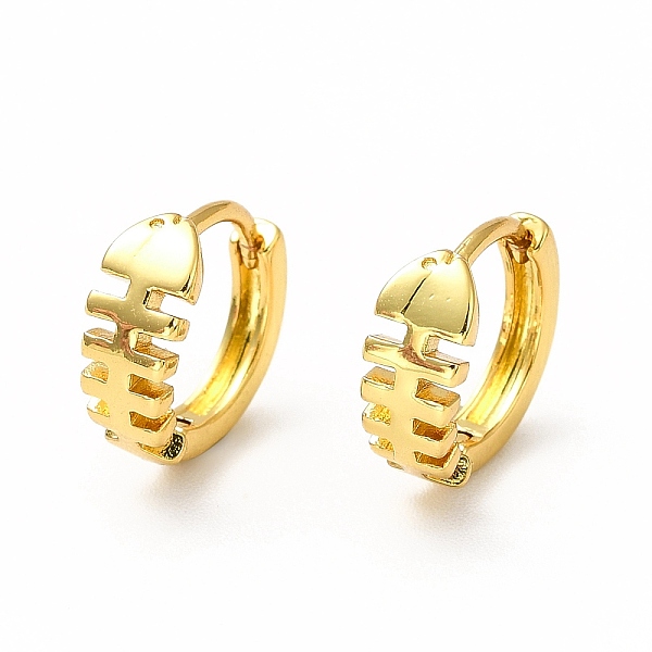 

PandaHall Rack Plating Brass Fishbone Hoop Earrings for Women, Lead Free & Cadmium Free, Real 18K Gold Plated, 11x4x12mm, Pin: 0.8mm Brass