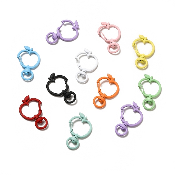 

PandaHall Apple Shaped Spray Painted Alloy Swivel Keychain Clasps, Keychain Clasp Findings, Mixed Color, 37.5x24x2.5~6mm, Inner Diameter..., Multicolor
