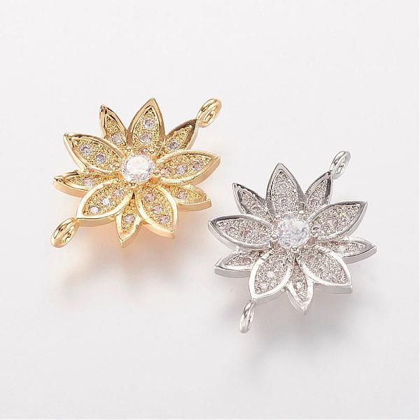 

PandaHall Brass Micro Pave Cubic Zirconia Links, Flower, Mixed Color, 20.5x14x3.5mm, Hole: 1mm Brass+Cubic Zirconia Flower Multicolor