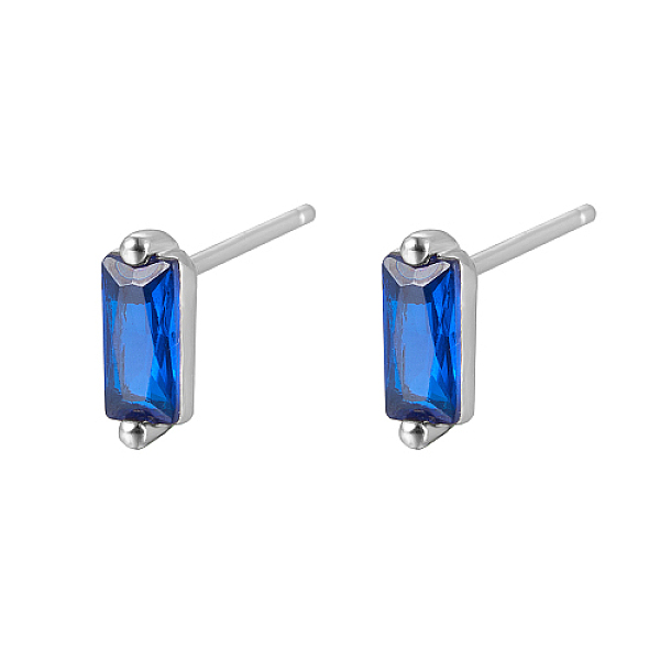 

PandaHall Cubic Zirconia Rectangle Stud Earrings, Silver 925 Sterling Silver Post Earrings, with 925 Stamp, Blue, 7.8x3mm Cubic Zirconia...