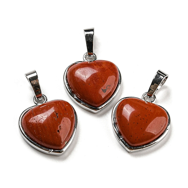 

PandaHall Natural Red Jasper Pendants, Heart Charms with Platinum Plated Brass Snap on Bails, 20.5x17.5x7mm, Hole: 4x8mm Red Jasper Heart