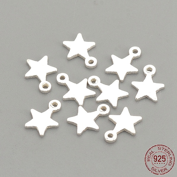 

PandaHall 925 Sterling Silver Charms, Star, Silver, 5.3x4x0.5mm, Hole: 0.5mm Sterling Silver Star
