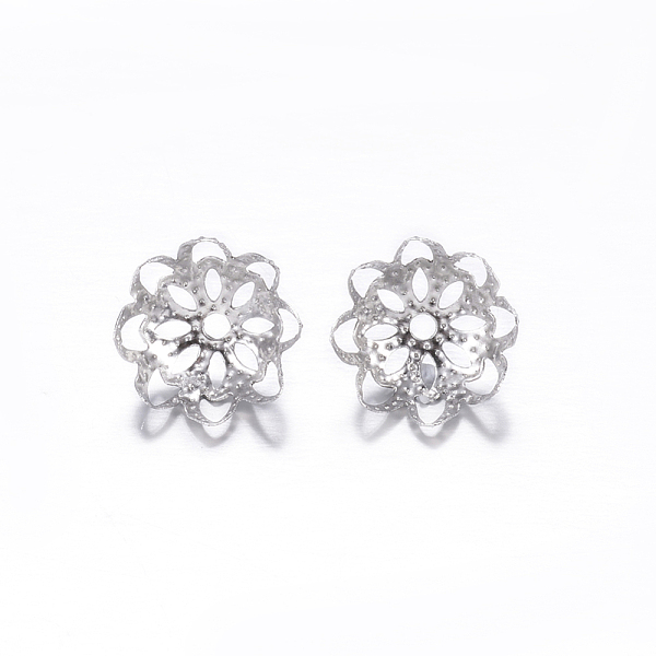 

PandaHall Multi-Petal 304 Stainless Steel Fancy Bead Caps, Flower, Stainless Steel Color, 9.5x4mm, Hole: 1mm 304 Stainless Steel