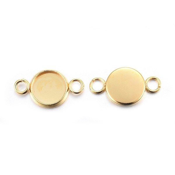

PandaHall 201 Stainless Steel Cabochon Connector Settings, Plain Edge Bezel Cups, Flat Round, Golden, Tray: 8mm, 17x10x2mm, Hole: 2mm 201...