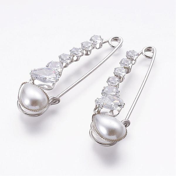 

PandaHall Iron Safety Brooch, with Grade A Rhinestone and Resin, Platinum, 73x20mm, Pin: 1.6mm Iron