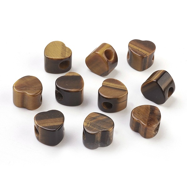 

PandaHall Natural Tiger Eye European Beads, Large Hole Beads, Heart, 13~14x13~14x9~10mm, Hole: 5.5~6mm Tiger Eye Heart Brown