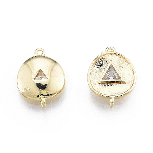 

PandaHall Ion Plating(IP) Brass Pave Clear Glass Connector Charms, Flat Round Link with Triangle, Real 18K Gold Plated, 14.5x10.5x2.5mm...