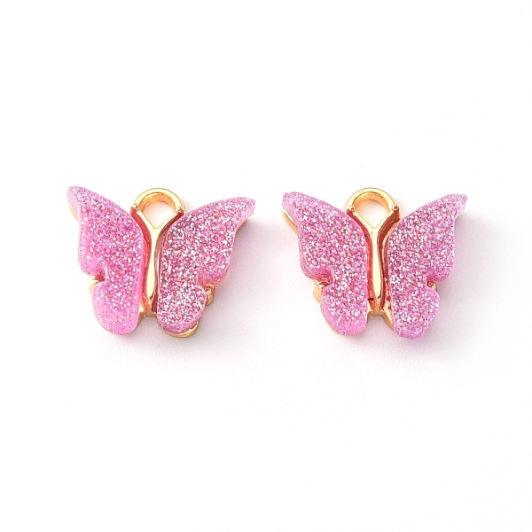 

PandaHall Alloy Enamel Pendants with Glitter Powder and Zinc Alloy Hanging Plating, Butterfly, Light Gold, Pearl Pink, 13x15x3.5mm, Hole...