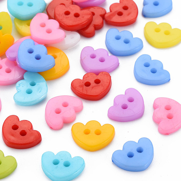 PandaHall 2-Hole Plastic Buttons, Ingot, Mixed Color, 11.5x15x3mm, Hole: 2mm Plastic Others Multicolor