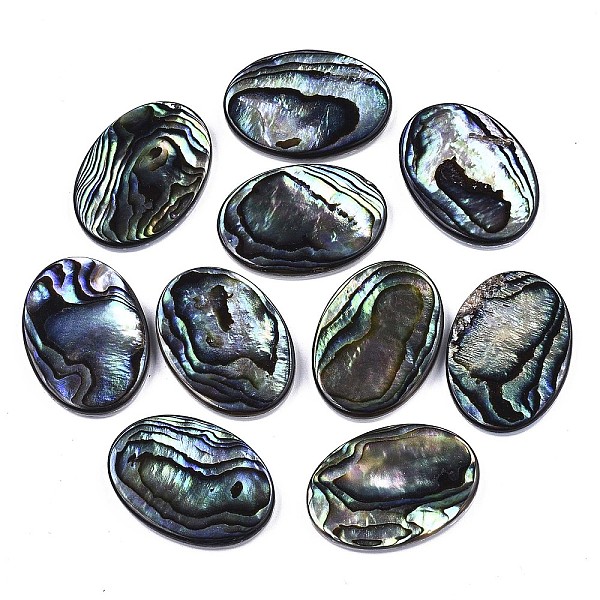 

PandaHall Natural Abalone Shell/Paua Shell Cabochons, with Freshwater Shell, Oval, Colorful, 25x18x3mm Paua Shell Oval