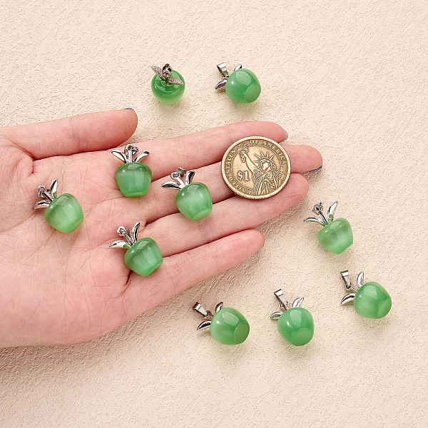 

PandaHall 10Pcs Apple Gemstone Charm Pendant Crystal Quartz Healing Natural Stone Pendants Pink Silver Buckle for Jewelry Necklace Earring...
