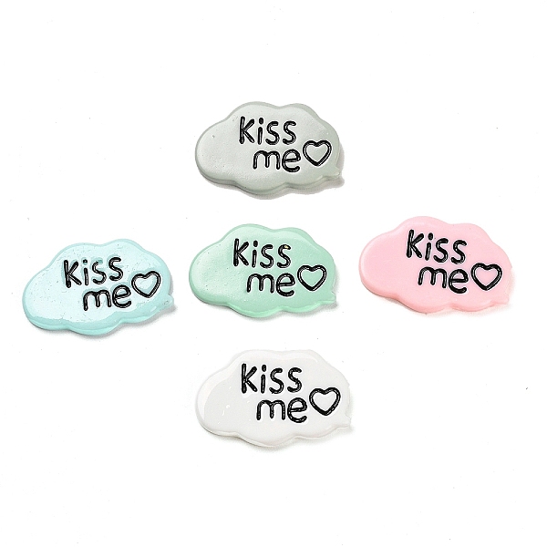 

PandaHall Opaque Resin Cabochons, Cloud with Word Kiss Me, Mixed Color, 26.5x40.5x4.5mm Resin Cloud Multicolor