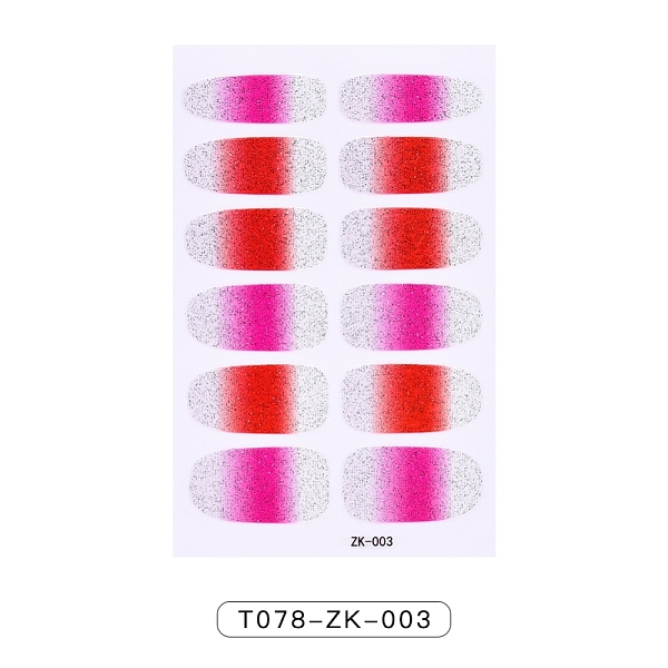 

PandaHall Full-Cover Gradient Wraps Nail Polish Stickers, Glitter Powder Self-adhesive Nail Art Decals Strips, with Manicure Buffer Files..., Red