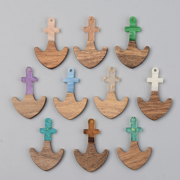 

PandaHall Resin & Walnut Wood Pendants, Anchor, Mixed Color, 38x24.5x3mm, Hole: 2mm Resin+Wood Anchor & Helm Multicolor