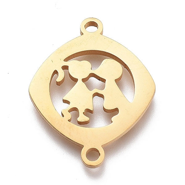 

PandaHall 304 Stainless Steel Links Connectors, Laser Cut, Round Side Rhombus with Couple, Golden, 15.5x20x1mm, Hole: 1.5mm 304 Stainless...