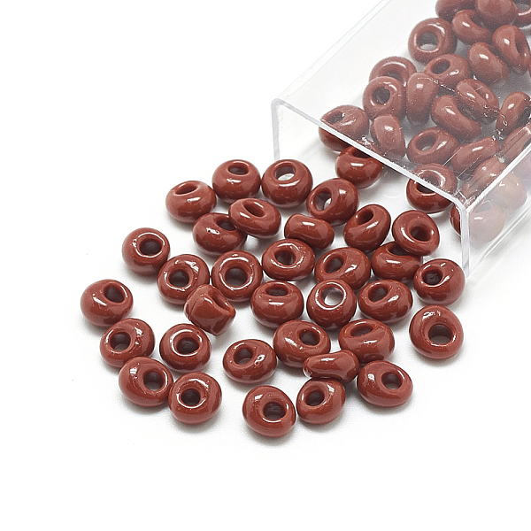 

PandaHall TOHO Japanese Fringe Seed Beads, Opaque Glass Round Hole Rocailles Seed Beads, (46L) Opaque Terra Cotta, 6x5.5~5.8mm, Hole: 2mm..., Brown