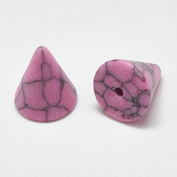 

PandaHall Synthetic Turquoise Beads, Half Drilled, Cone, Dyed, Hot Pink, 8.5x7.5~8mm, Hole: 1mm Synthetic Turquoise Cone Pink