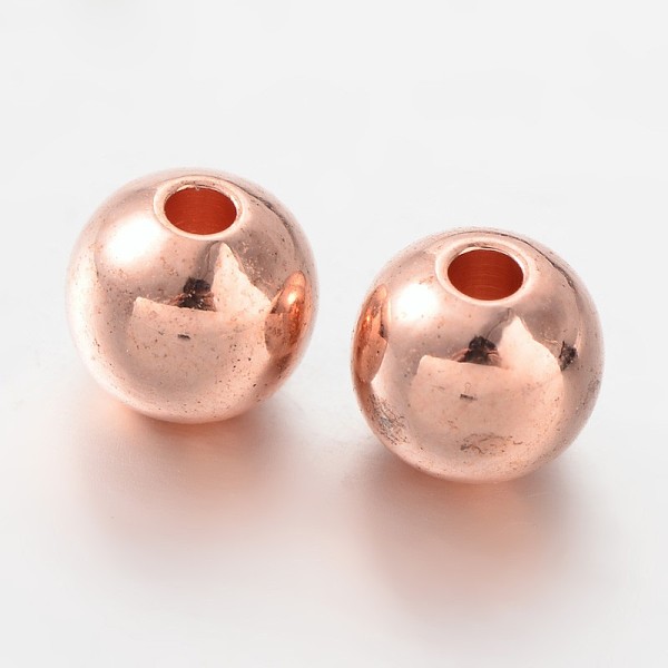 

PandaHall Solid Round Brass Beads, Rose Gold, 6mm, Hole: 1mm Brass Round