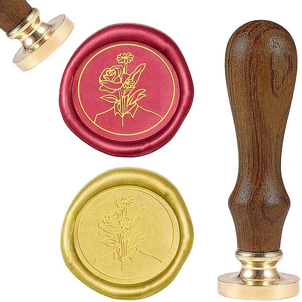 

PandaHall DIY Wood Wax Seal Stamp, Flower Pattern, 90mm, Stamps: 25x14.5mm Wood