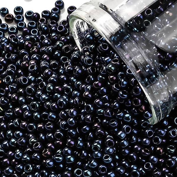 

PandaHall TOHO Round Seed Beads, Japanese Seed Beads, (82) Metallic Blue Iris, 11/0, 2.2mm, Hole: 0.8mm, about 1103pcs/10g Glass Blue