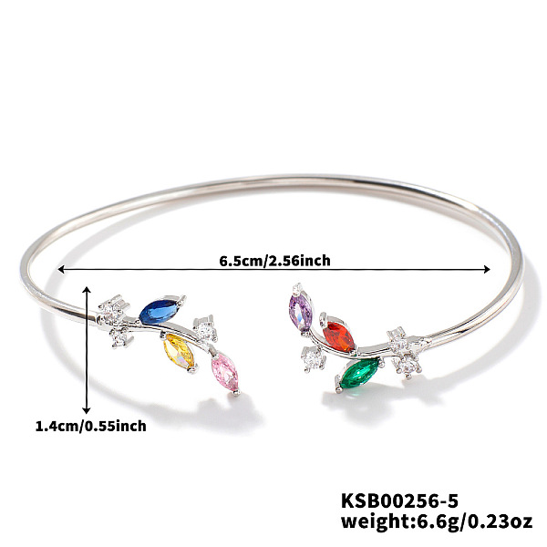 Bracelets manchettes élégants en laiton et zircone cubique pour femmes