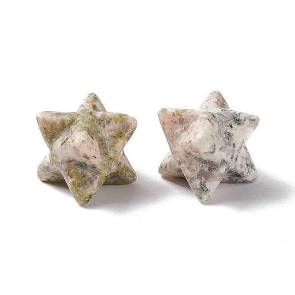 

PandaHall Natural Unakite Beads, No Hole, Carved, Merkaba Star, 13x13.5mm Unakite Star