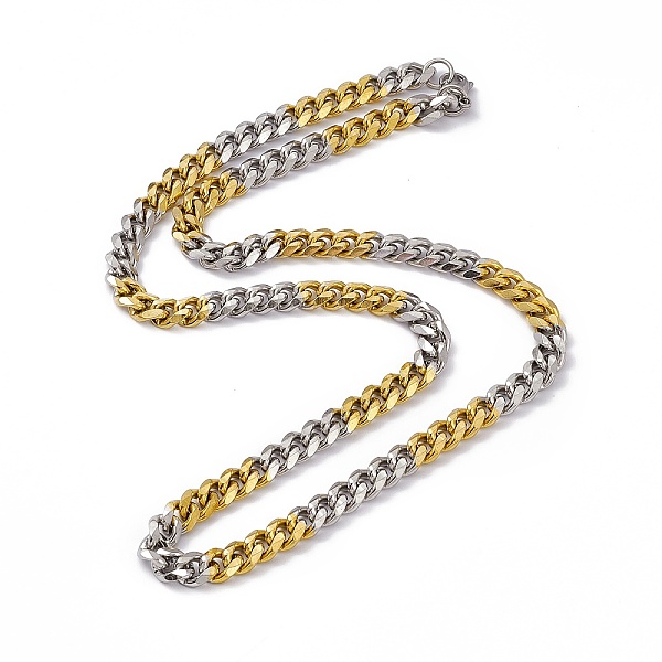 

PandaHall Two Tone Vacuum Plating 201 Stainless Steel Cuban Link Chain Necklace with 304 Stainless Steel Clasps for Men Women, Golden &...