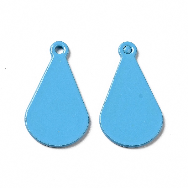 

PandaHall Spray Painted 201 Stainless Steel Pendants, Teardrop Charm, Deep Sky Blue, 19x11x1mm, Hole: 1.4mm 201 Stainless Steel Teardrop
