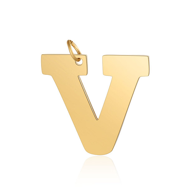 

PandaHall 201 Stainless Steel Pendants, Letter, Golden, Letter.V, 30x32.5x1.5mm, Hole: 4.5mm 201 Stainless Steel Letter V