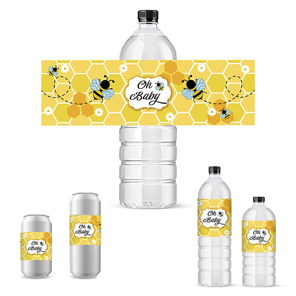 

PandaHall Bottle Label Adhesive Stickers, Rectangle, Bees, 216x64mm Paper Bees