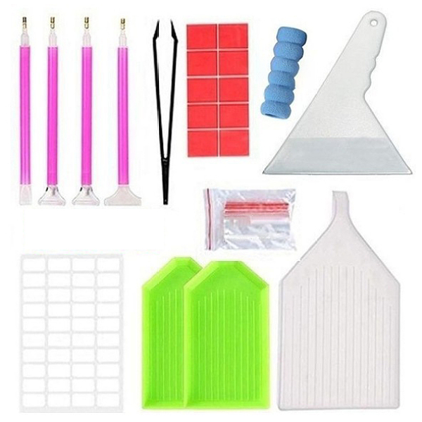 

PandaHall DIY Diamond Painting Tools Kit, including 4Pcs Pens, 1Pc Tweezer, 10Pcs Glue Clays, 4Pcs Pen Grips, 1Pc Scraper, 1 Sheet Stickers...