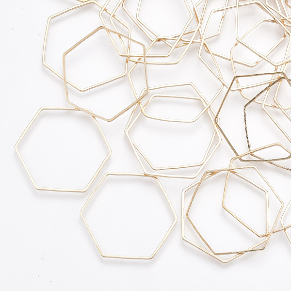 

PandaHall Brass Linking Rings, Nickel Free, Hexagon, Light Gold, 25x22x1mm, Inner Measure: 21x24mm Brass Hexagon