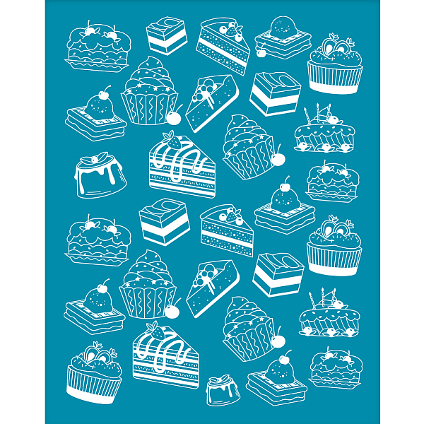 

PandaHall Silk Screen Printing Stencil, for Painting on Wood, DIY Decoration T-Shirt Fabric, Cake Pattern, 100x127mm Nylon Food Cyan