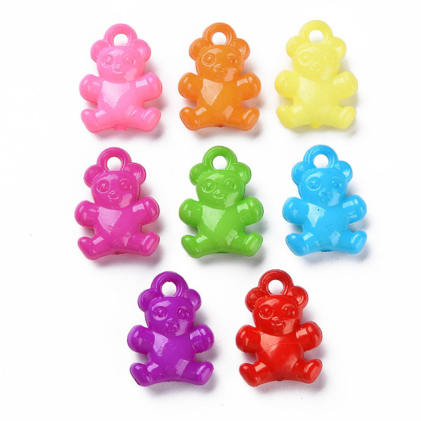 

PandaHall Opaque Acrylic Pendants, Bear, Mixed Color, 19.5x15x6mm, Hole: 2mm, about 640pcs/500g Acrylic Bear Multicolor