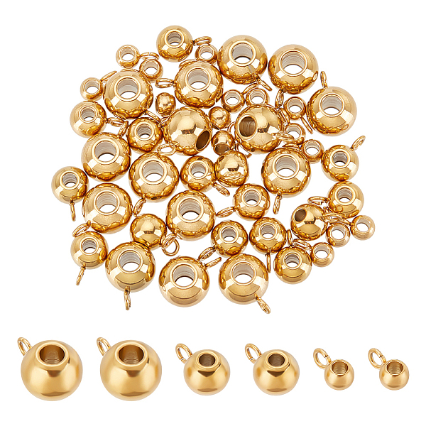 

PandaHall Unicraftale 45Pcs 3 Style 304 Stainless Steel Tube Bails, Loop Bails, Rondelle Bail Beads, Golden & Stainless Steel Color...