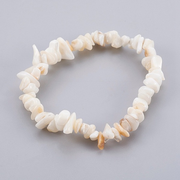 

PandaHall White Shell Chip Beads Stretch Bracelets, 2 inch(5cm), 5~14x1~5mm Shell