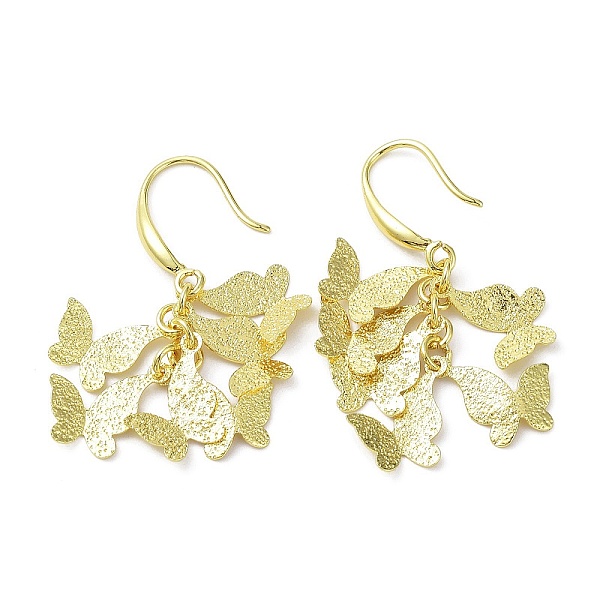 

PandaHall Rack Plating Brass Butterfly Dnagle Earrings, Cluster Earrings, Long-Lasting Plated, Real 18K Gold Plated, 46.5x15mm Brass...