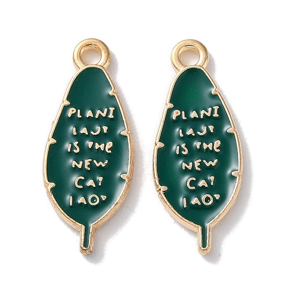

PandaHall Alloy Enamel Pendants, Plant Charms, Dark Green, 20x8x1.5mm, Hole: 1.5mm Alloy Others